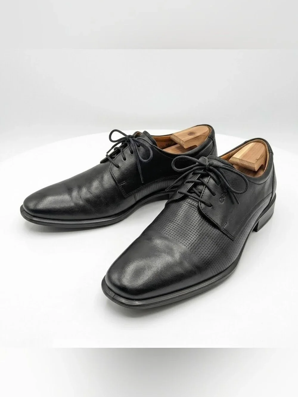 ECCO Men's Black Leather Derby Shoes Size EU 45 US 11.5 Dress Casual